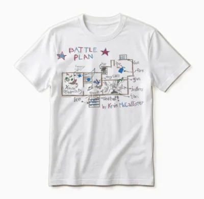 Home Alone Christmas Kevin's Battle Plan Drawing T-Shirt, Black, S Unisex T-Shirt - White