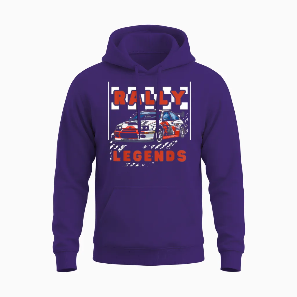 Rally Legends Racing Rally Sport T-Shirt, Black, S Unisex Hoodie in Purple
