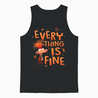 Disney Pixar Inside Out 2 Everything Is Fine Anxiety Logo Unisex Tank Top - Black
