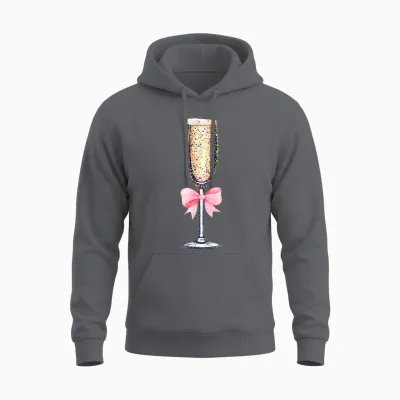 Coquette Champagne Glass Happy New Year 2026 Party Women Unisex Hoodie - Charcoal
