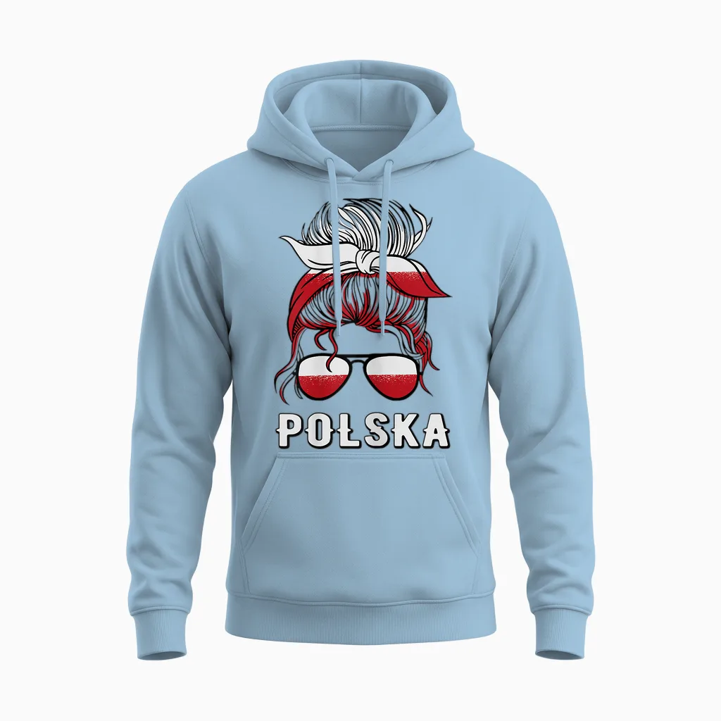 Polska Mädchen Polen Mädchen Polnisch Mädchen Frauen Polska Unisex Hoodie in Light Blue