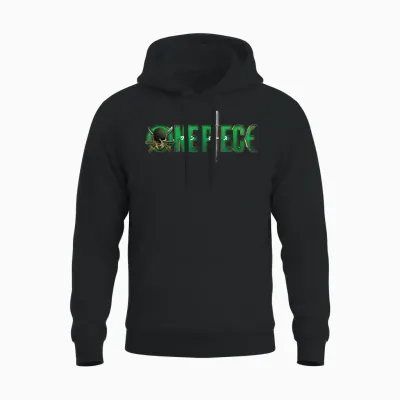 One Piece Graphic Skull Zoro Anime T-Shirt, Black, S Unisex Hoodie - Black