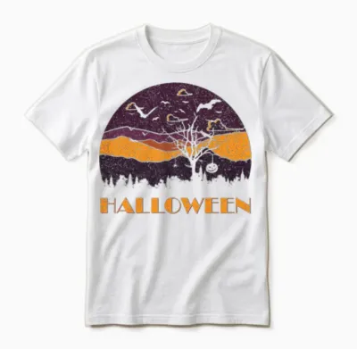 Halloween Distressed Retro Design Unisex T-Shirt - White