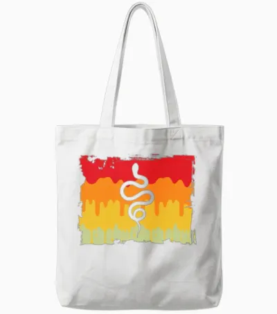 Snake Retro Tote Bags - White