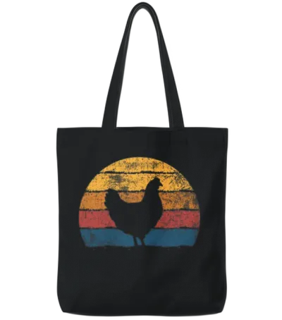Chicken Farmer Retro Tote Bags - Black