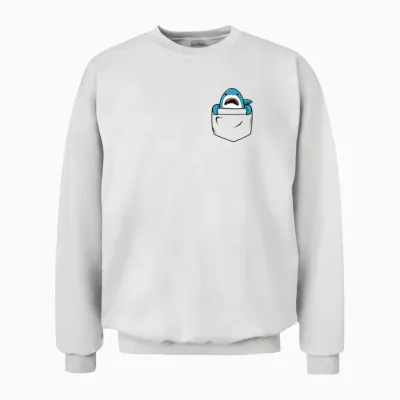 Shark Pocket Animal Pets Funny Shark Gift Mens Womens & Unisex Sweatshirt - White