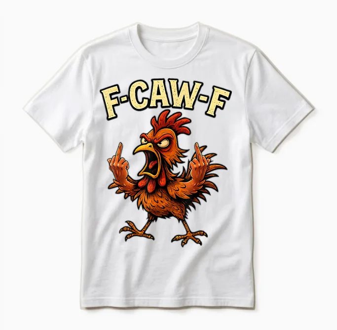 F-Caw-F Coq Meme Fcawf Humour Chicken Humour Joke F'caw-F Unisex T-Shirt in White