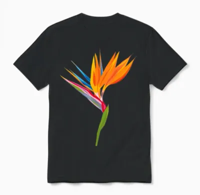 Exotic Flower Strelitzia - Orange Tropical Plant Unisex T-Shirt - Black