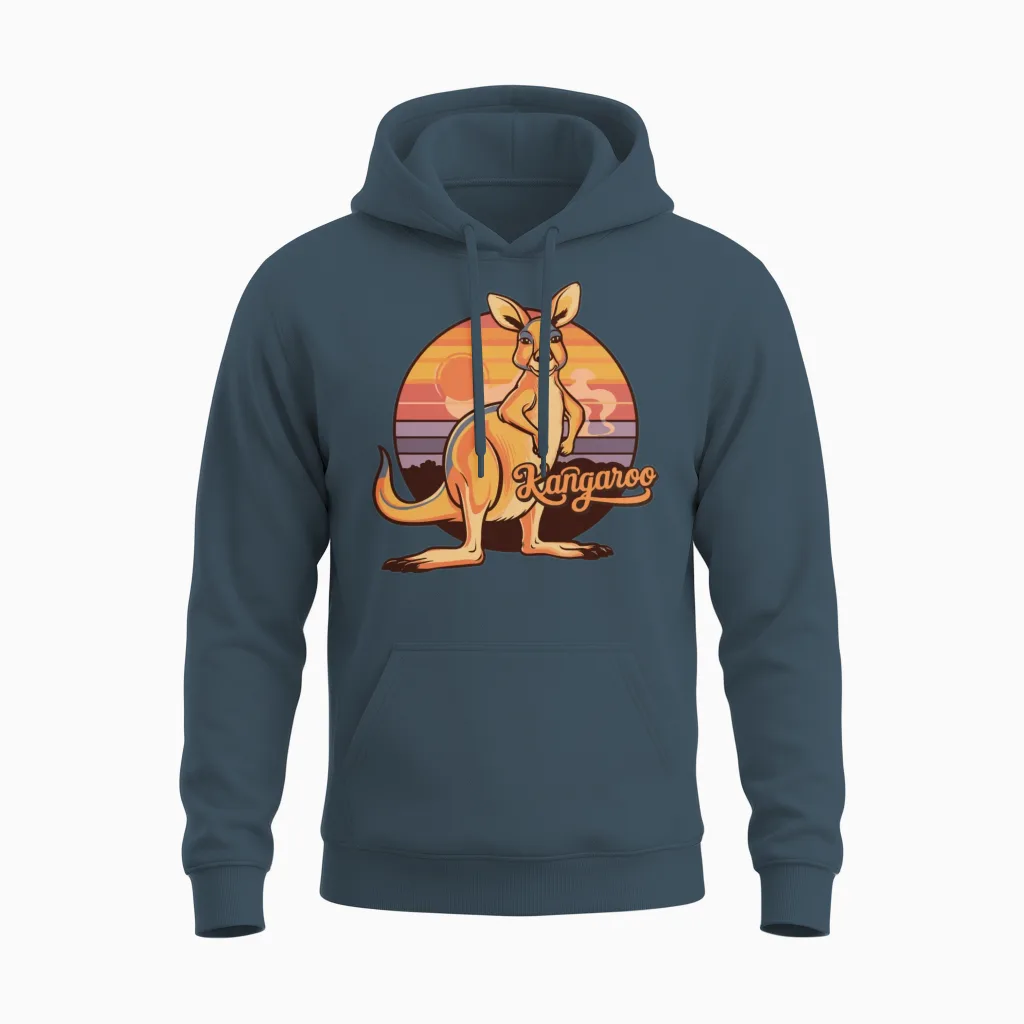 Funny Kangaroo Retro Vintage Unisex Hoodie - Dark Heather