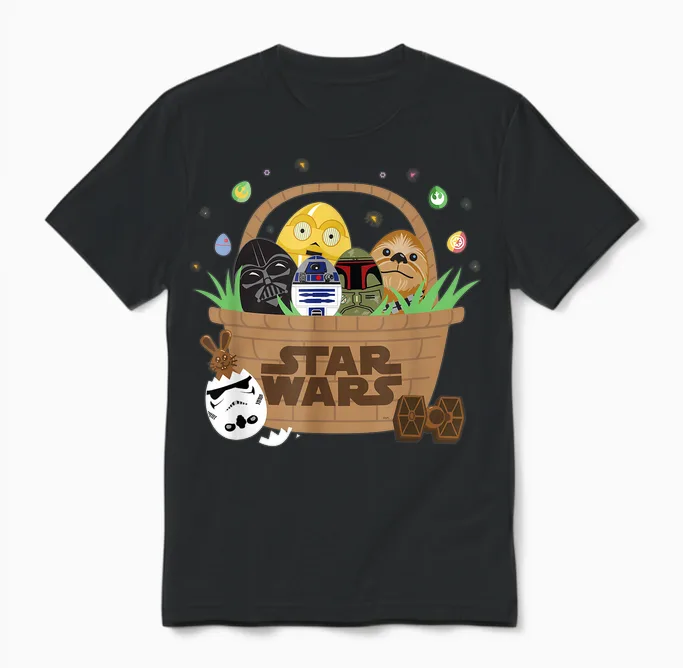 Star Wars Classic Characters Easter Eggs Basket Funny Spring Unisex T-Shirt in Black
