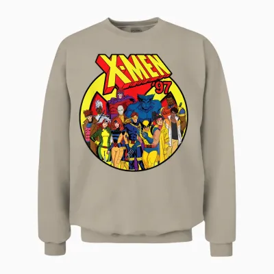 Marvel Studios X-Men '97 Animated Series Team and Title Logo T-Shirt, Black Unisex Sweatshirt - Sand