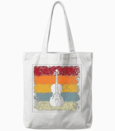 Violin Retro Tote Bags - White