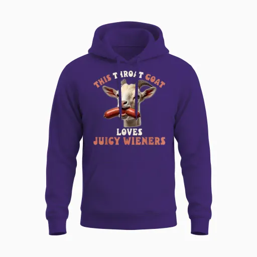 Funny Throat Goat Swallows Juicy Wieners Inappropriate Adult Unisex Hoodie - Purple