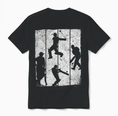 Cricket Retro Cricket Silhouette Retro Cricket Unisex T-Shirt - Black