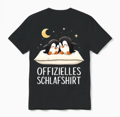 Official Penguin Penguin Long Sleeve Sleep Shirt, Black Unisex T-Shirt - Black