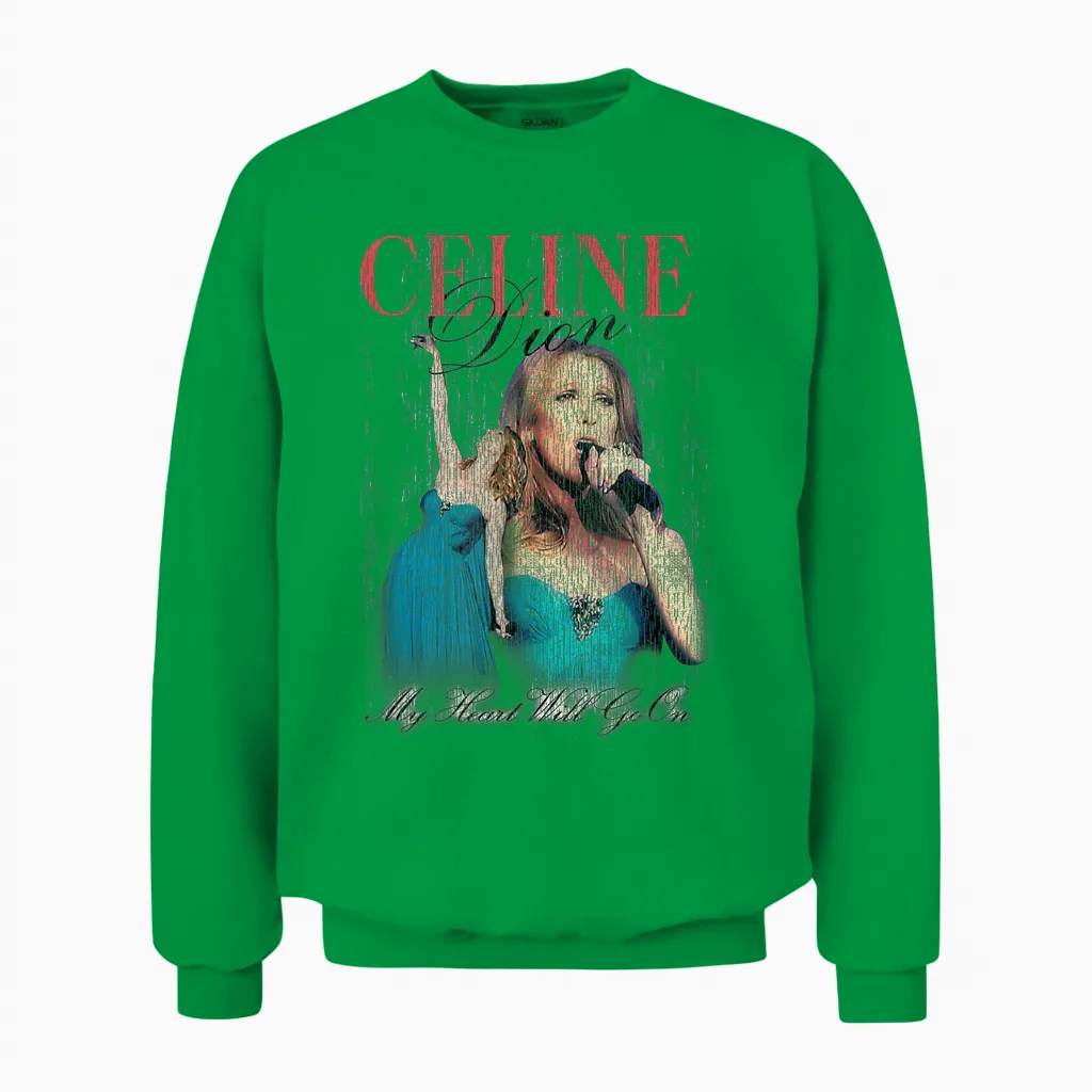 Official Celine Dion My Heart Will Go On Unisex Sweatshirt in Irish Green