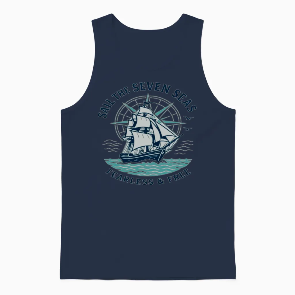 Sail the Seven Seas β Nautical Adventure Unisex Tank Top in Navy
