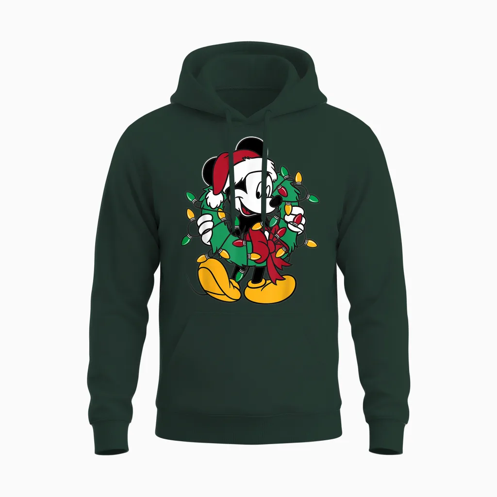 Disney - Mickey Mouse Christmas Lights Unisex Hoodie in Forest