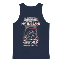 Husband - He Will Open the Gates of Hell Unisex Tank Top - Navy – 1