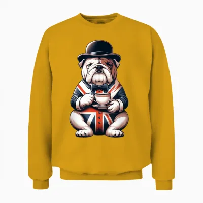 Funny British Bulldog Union Jack Uk Pride Unisex Sweatshirt - Gold