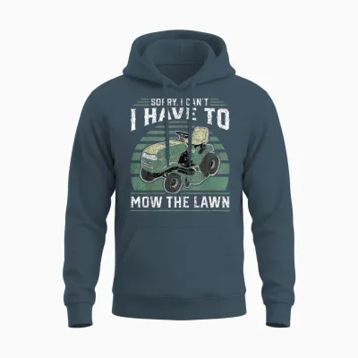 Sorry I Cant I Have to Mow the Lawn Funny Riding Mower Dad Unisex Hoodie - Dark Heather