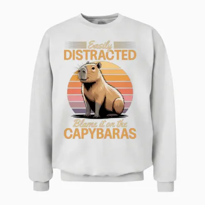 Funny Capybara Unisex Sweatshirt - White