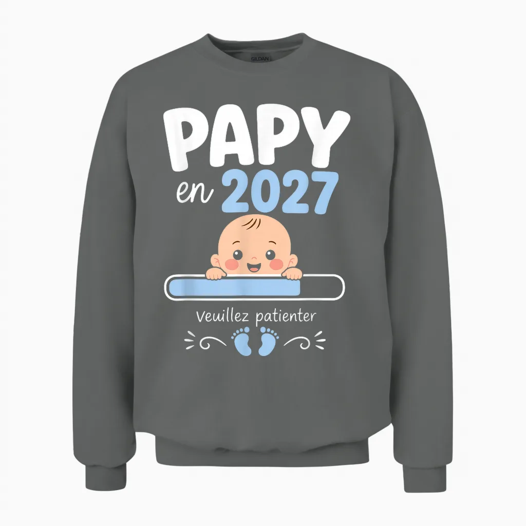Futur Papy En 2026 Cadeau Annonce Grossesse Grand-Père Unisex Sweatshirt in Graphite Heather