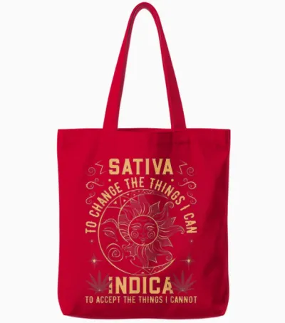Cannabis Marijuana Hemp Leaf Medicine Funny Saying T-Shirt, Black Tote Bags - Red
