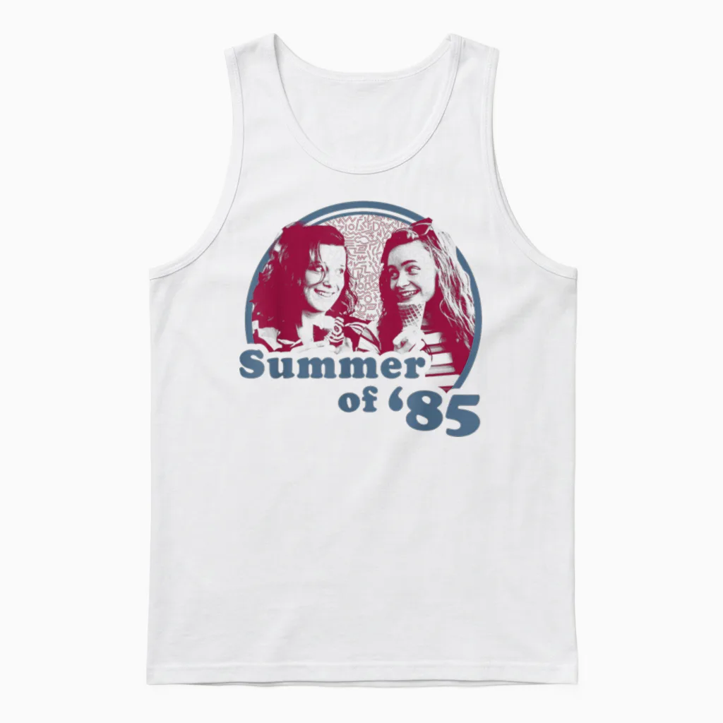 Stranger Things Summer of '85 Eleven and Max Unisex Tank Top in White