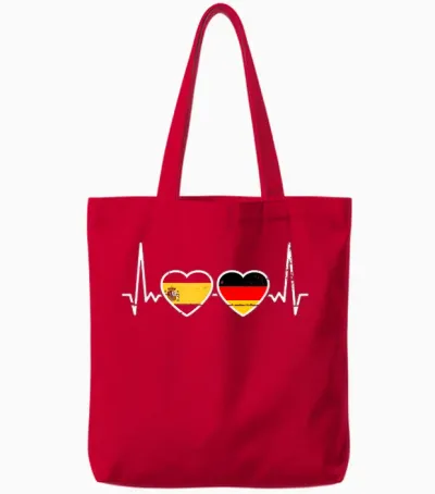 Spanien Deutschland Vintage Herzschlag Flagge Spanier Tote Bags - Red