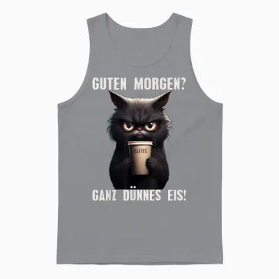 Guten Morgen Very Thin Ice Black Cat Morning Grump Unisex Tank Top - Sport Grey