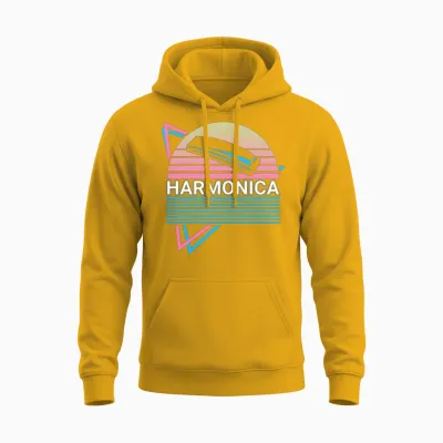 Harmonica Player Harmonicist Retro Unisex Hoodie - Gold