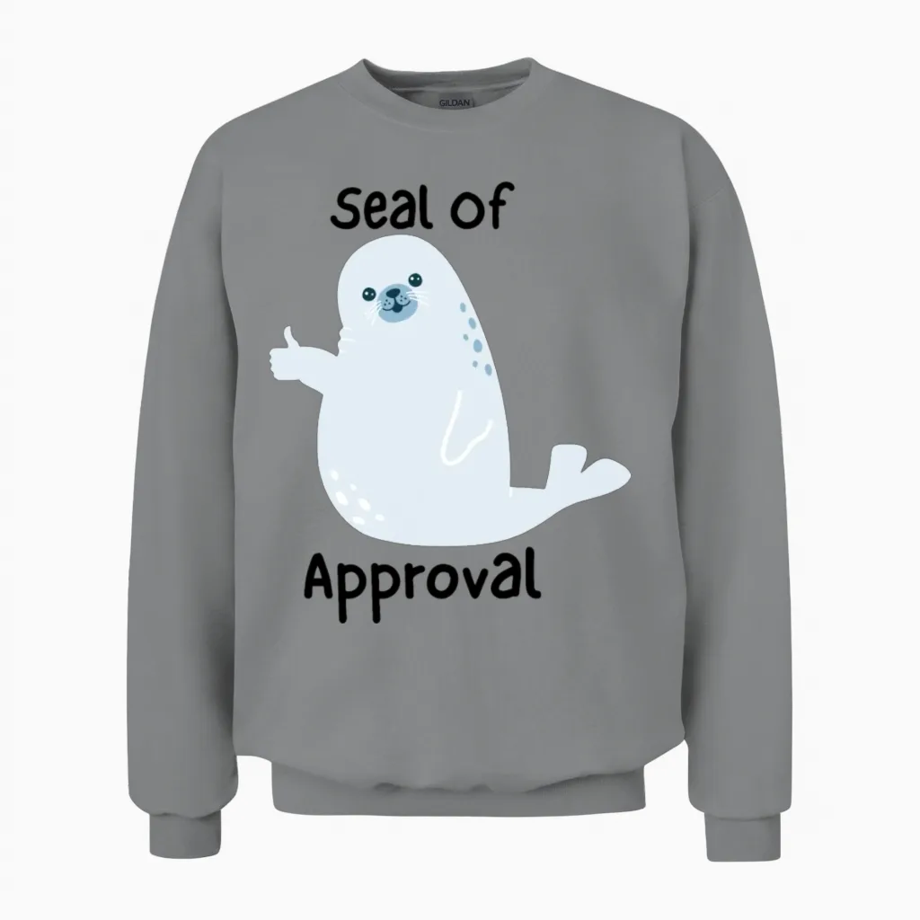 Funny, Seal of Approval Unisex Sweatshirt in Sport Grey