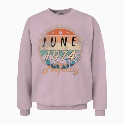 June 1974 Vintage Birthday Present Unisex Sweatshirt - Light Pink