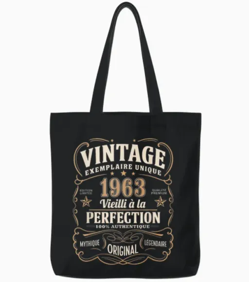62 Years Man 1963 Birthday T Shirt 62 Years Man 1963 T-Shirt, Black, S Tote Bags - Black