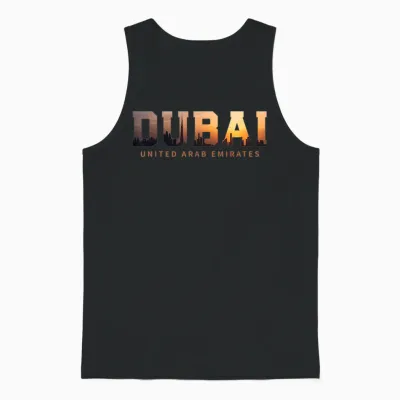 Vintage Dubai United Arab Emirates Iconic Skyline Silhouette Souvenir T-Shirt, Black, S Unisex Tank Top - Black