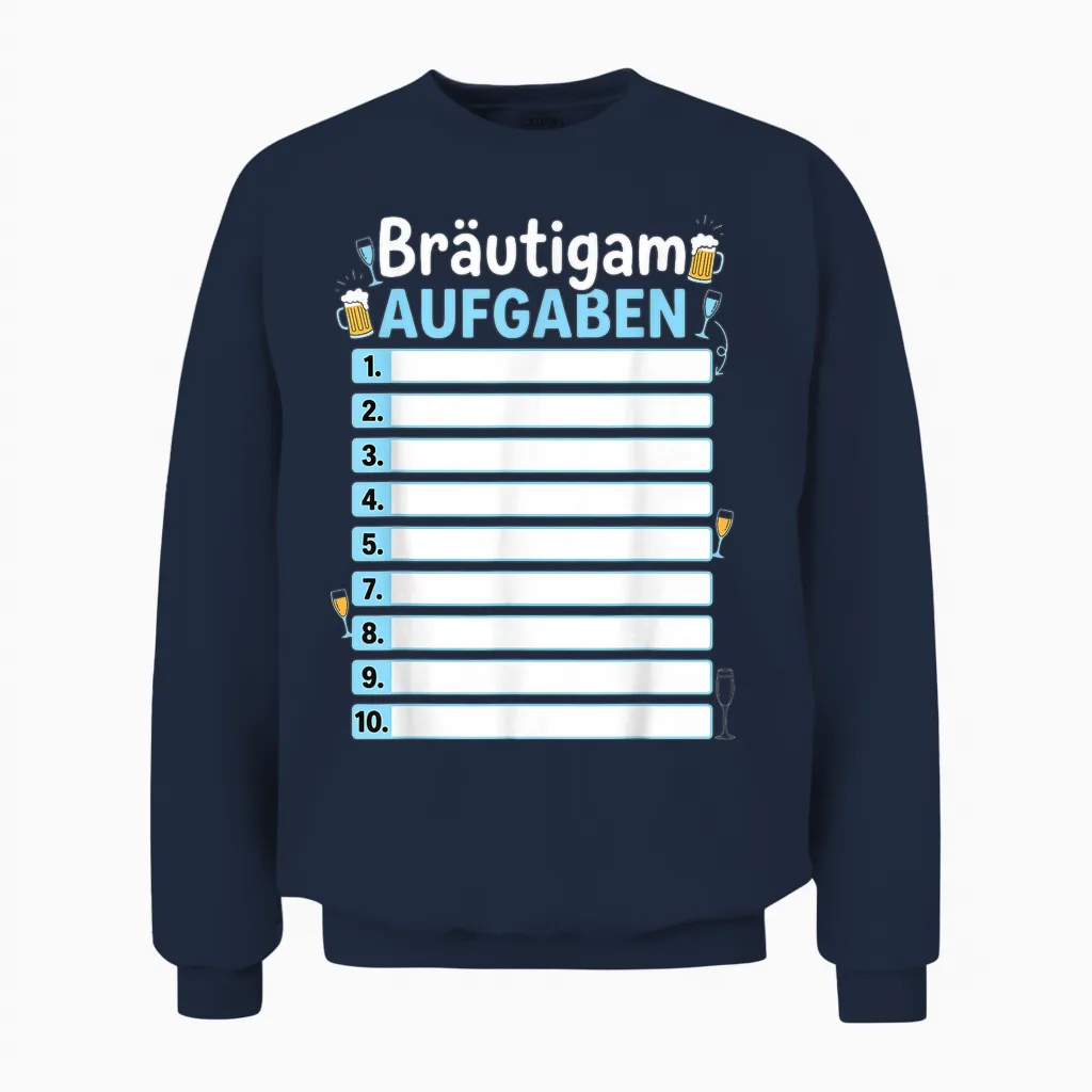 Bräutigam Aufgaben Jga Junggesellenabschied Unisex Sweatshirt in Navy