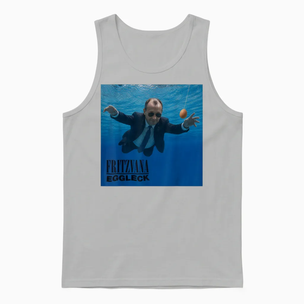 Fritze Merz Retro Meme Cover Eggleck Politik Kanzler Satire Unisex Tank Top in Ash