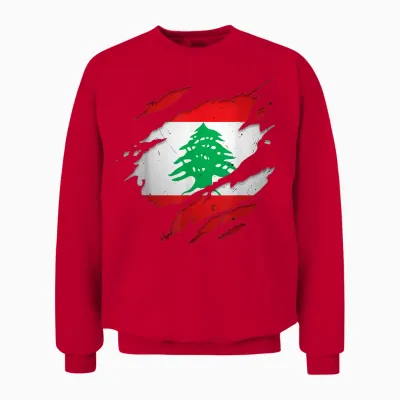Stolze Libanesische Hemden | Zerrissene Libanon-Flagge Unisex Sweatshirt - Red