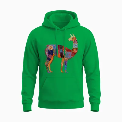 Llama Alpaca Animal Vintage Peru Gift Unisex Hoodie - Irish Green