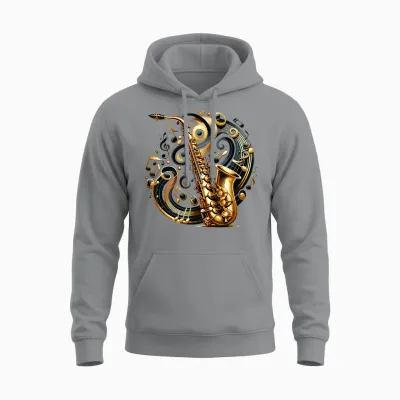 Saxophon Symphonie Violinschlüssel Blues Musikliebhaber Unisex Hoodie - Sport Grey