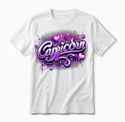 Zodiac Sign Capricorn Pink and Purple Unisex T-Shirt - White