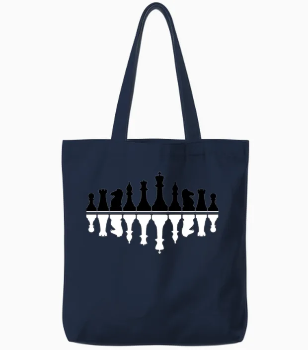 Chess Checkmate Brain Chess Tote Bags in Navy
