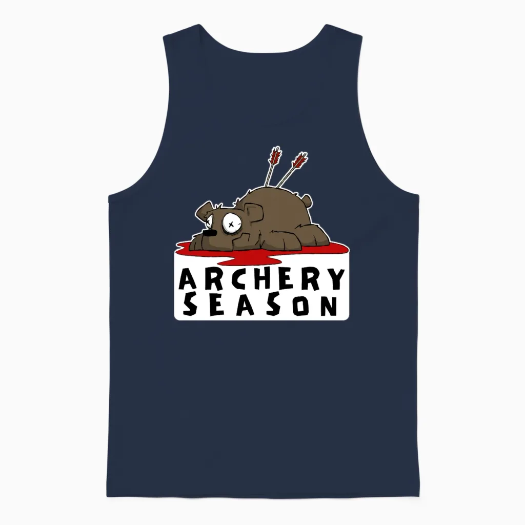 Funny Archery Sticker and Shirt Kilboe Comic Unisex Tank Top in Navy