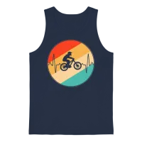 Mountainbike Retro Heartbeat Unisex Tank Top - Navy – 1