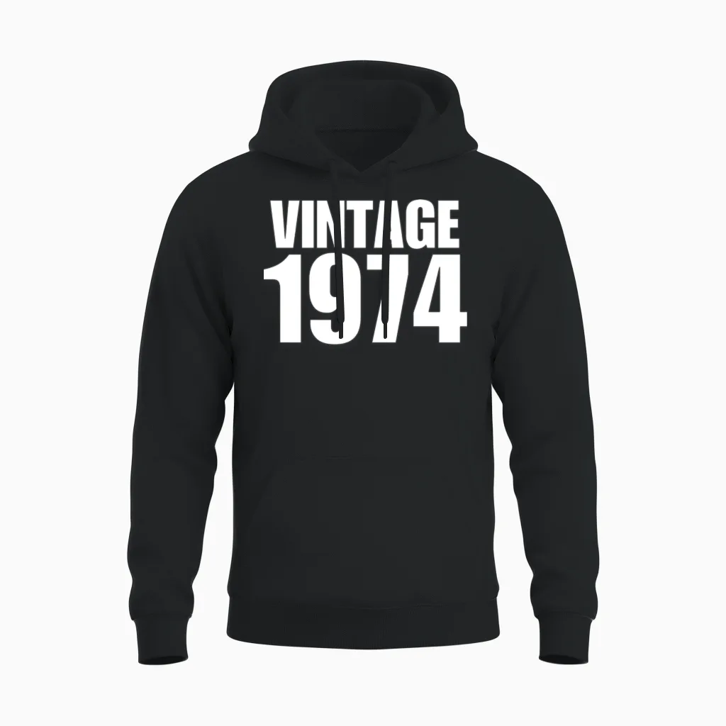 Vintage 1974 Unisex Hoodie in Black