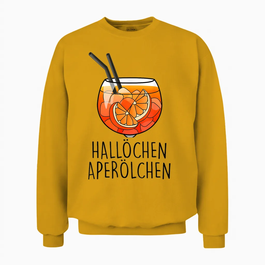 Official Spritz Club Fun I New!!! T-Shirt with German Text, White Unisex Sweatshirt in Gold