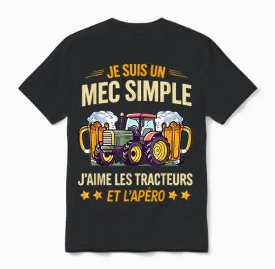 I'm a Simple Guy I Love Tractors and the Aperitif Unisex T-Shirt - Black