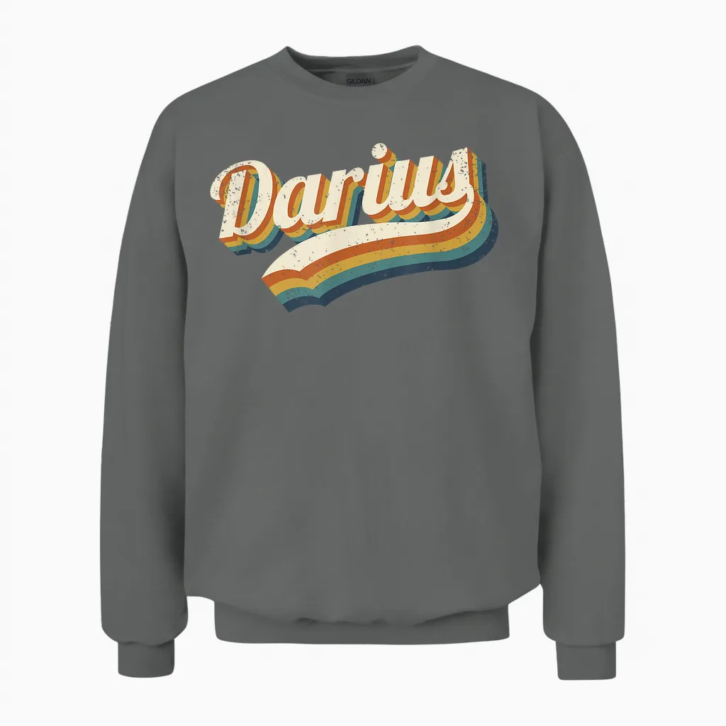 Vintage Darius Personnalisé Nom Darius Unisex Sweatshirt in Graphite Heather