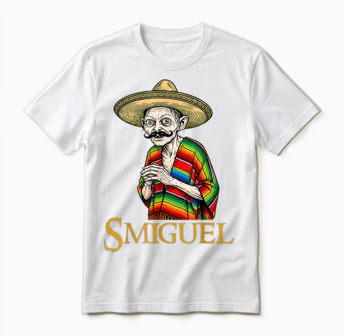 Smiguel Mexican Sombrero Lustiges Mexikanisches Kultur-Mashup Unisex T-Shirt in White